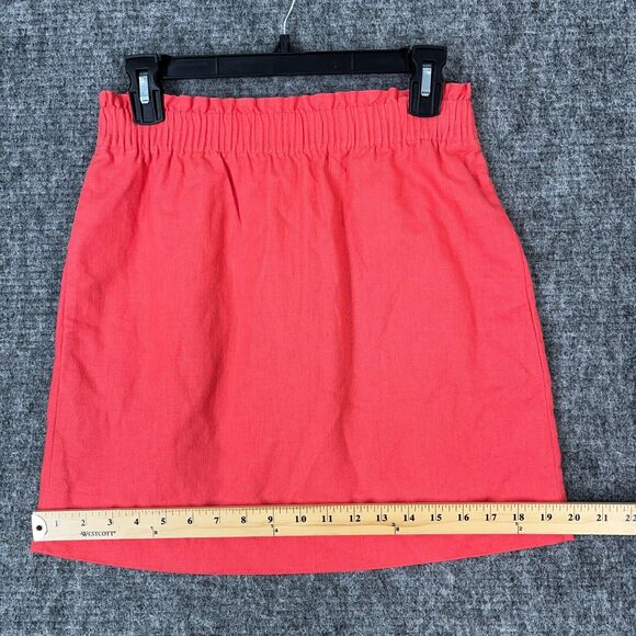 J Crew Skirt‎ Womens 2 Short Linen Cotton Elastic Waist Red Paper Bag Lined - Picture 9 of 11